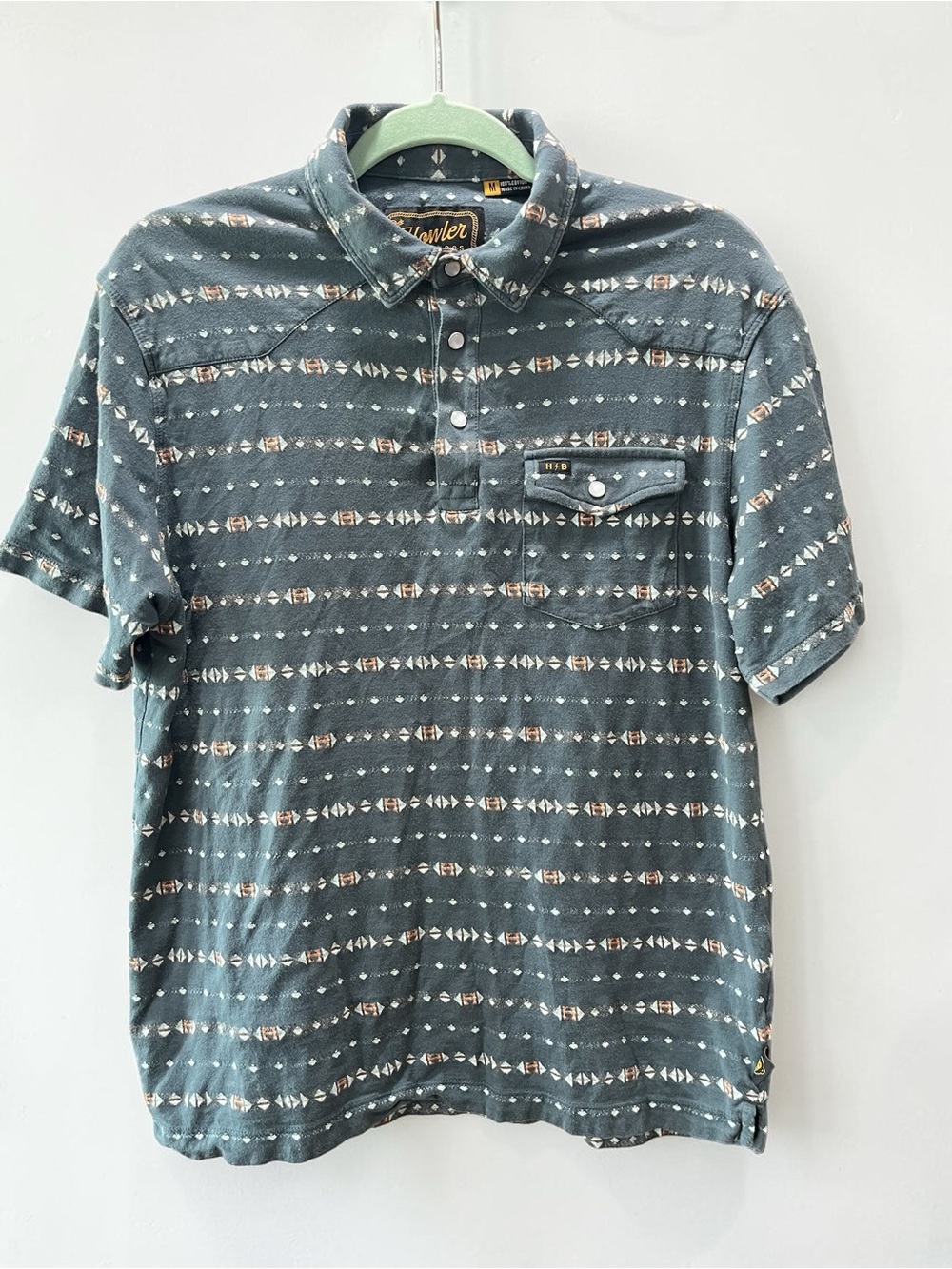 Howler Brothers Men's Teal Aztec-Print Polo